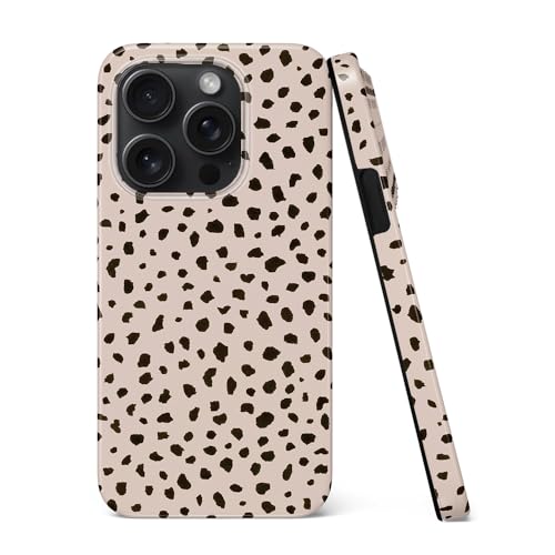 uCOLOR Kompatibel mit iPhone 15 Pro 15,5 cm (6,1 Zoll) Hülle, [2,4 m Falltest], stoßfestes Design, schützende, schlanke, stilvolle TPU-Schutzhülle (Mandel-Latte Polka Dots) von uCOLOR