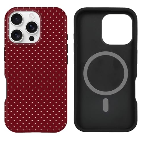 uCOLOR Kompatibel mit iPhone 16 Pro Max Hülle [2,4 m Falltest], kompatibel mit MagSafe – schützende Luxus-Designer-Schutzhüllen der Mag-Serie (rote Punkte, 16 Uhr) von uCOLOR