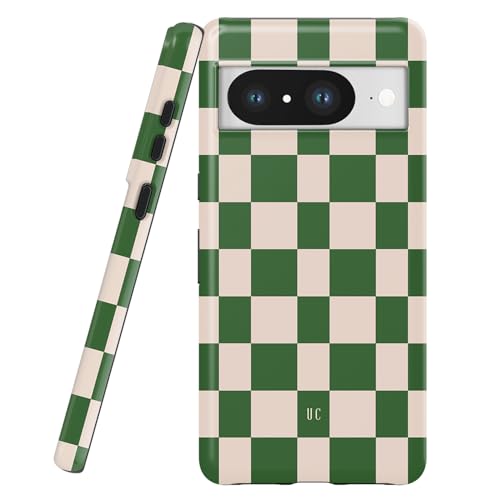 uCOLOR Schutzhülle für Google Pixel 8, stoßfestes Design, schlank, stilvoll, TPU, langlebig, rutschfest, präzise Aussparungen für Kamera (grün kariert, Google Pixel 8 6,2 Zoll) von uCOLOR