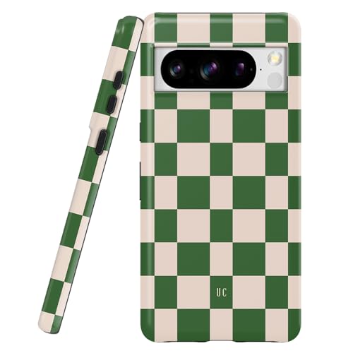 uCOLOR Schutzhülle für Google Pixel 8 Pro, stoßfestes Design, schlank, stilvoll, TPU, langlebig, rutschfest, präzise Aussparungen für Kamera (grün kariert, Google Pixel 8 Pro 6,7 Zoll) von uCOLOR