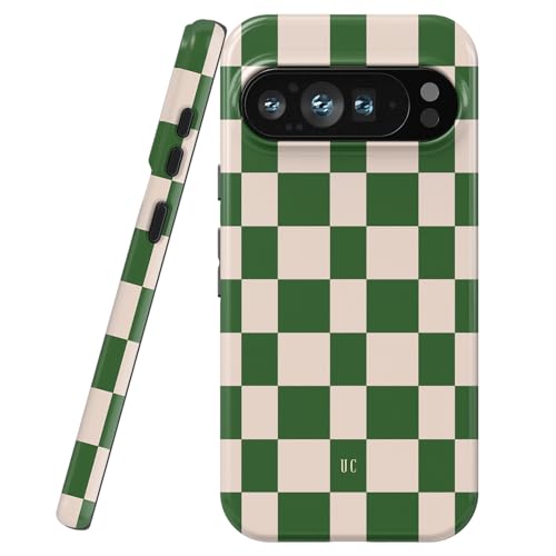 uCOLOR Schutzhülle für Google Pixel 9 Pro XL, stoßfestes Design, schlank, stilvoll, TPU, langlebig, rutschfest, präzise Aussparungen für Kamera (grün kariert, Google Pixel 9 Pro XL, 6,8 Zoll) von uCOLOR