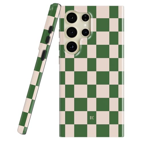 uCOLOR Schutzhülle für Samsung Galaxy S24 Ultra 17,3 cm (6,8 Zoll), stoßfestes Design, schlank, stilvoll, TPU, langlebig, rutschfest, präzise Aussparungen für Kamera, Grün kariert, S24 Ultra 17,3 cm von uCOLOR