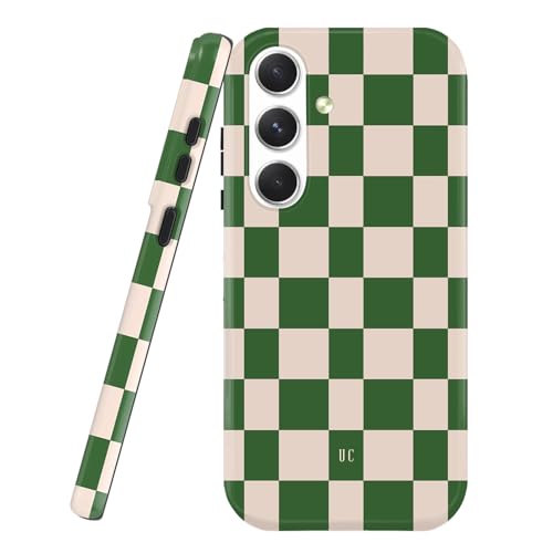 uCOLOR Schutzhülle für Samsung Galaxy S25, stoßfestes Design, schlank, stilvoll, TPU, langlebig, rutschfest, präzise Aussparungen für Kamera (grün kariert, S25) von uCOLOR