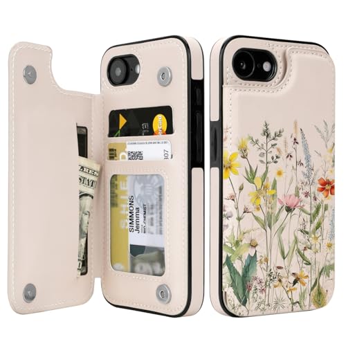 uCOLOR Schutzhülle für iPhone 16E, 15,5 cm (6,1 Zoll), mit Kartenschlitz, Folio-Klapphülle aus Leder, Ständer, Magnetverschluss und RFID-blockierendem Design, kompatibel mit iPhone 16e (15,5 cm von uCOLOR