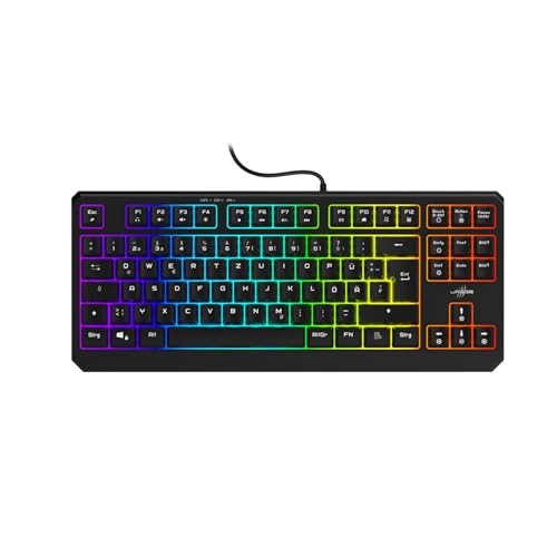 uRage Gaming-Keyboard Exodus 200 TKL, reaktionsschnelle Tastatur mit Anti-Ghosting, RGB-Beleuchtung, Tenkeyless-Format, QWERTZ-Layout, in schwarz von uRage