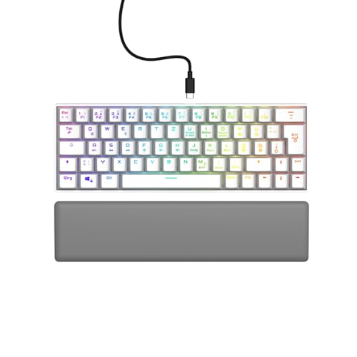uRage Gaming-Keyboard Exodus 760 Mechanical Mini, Tastatur mit Abnehmbarer Handballenauflage, Full-RGB-Beleuchtung, Gaming-Software, kompaktes Format, Outemu Red Switches, QWERTZ-Layout, in weiß von uRage