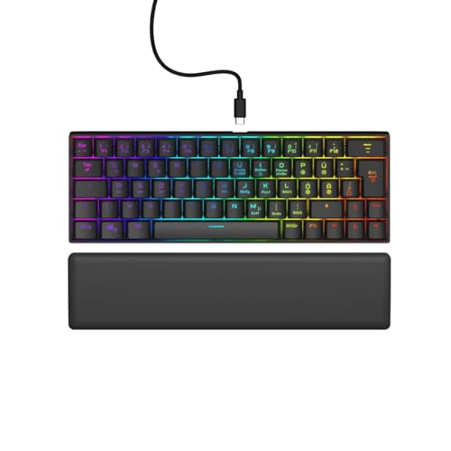 uRage Gaming-Keyboard Exodus 760 Mechanical Mini, mit Abnehmbarer Handballenauflage, Full-RGB-Beleuchtung, Gaming-Software, kompaktes Format, Outemu Red Switches, QWERTZ-Layout, in schwarz von uRage