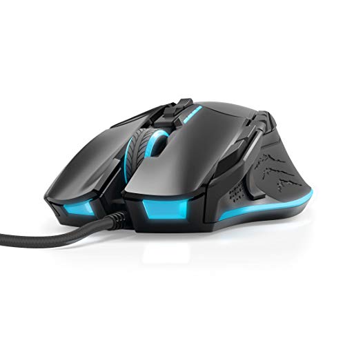 uRage Gaming-Maus 8200 dpi (Mouse für Gamer, 13 programmierbare Tasten, zusätzliche Gewichte, 1,8m Kabel, USB, 1000 Hz, MMO geeignet, RGB LED Beleuchtung, DPI Anzeige) Laser Maus schwarz/blau von uRage