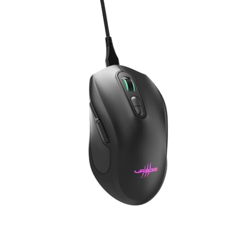 uRage Gaming-Maus Reaper 340, kabelgebundene Maus mit 7 programmierbaren Tasten, bis zu 8000 DPI, superleichte 77 g Gewicht, RGB-Beleuchtung, Gaming-Software, in schwarz von uRage