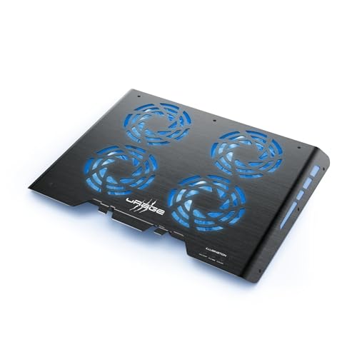 uRage Gaming-Notebook-Kühler Freezer 600 Metal, 4 leistungsstarke Lüfter, LED-Beleuchtung, für Notebooks bis 17,3'', Oberfläche aus Metall, Aluminiumgehäuse, rutschfest, schwarz von uRage