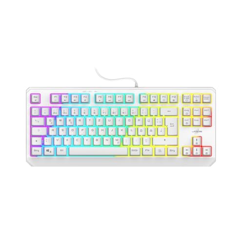 uRage Gaming Tastatur " Exodus 220 TKL" QWERTZ (Gamer Keyboard ohne Ziffernblock, Tenkeyless DE Layout, RGB beleuchtete Tasten, Anti-Ghosting) weiß von uRage