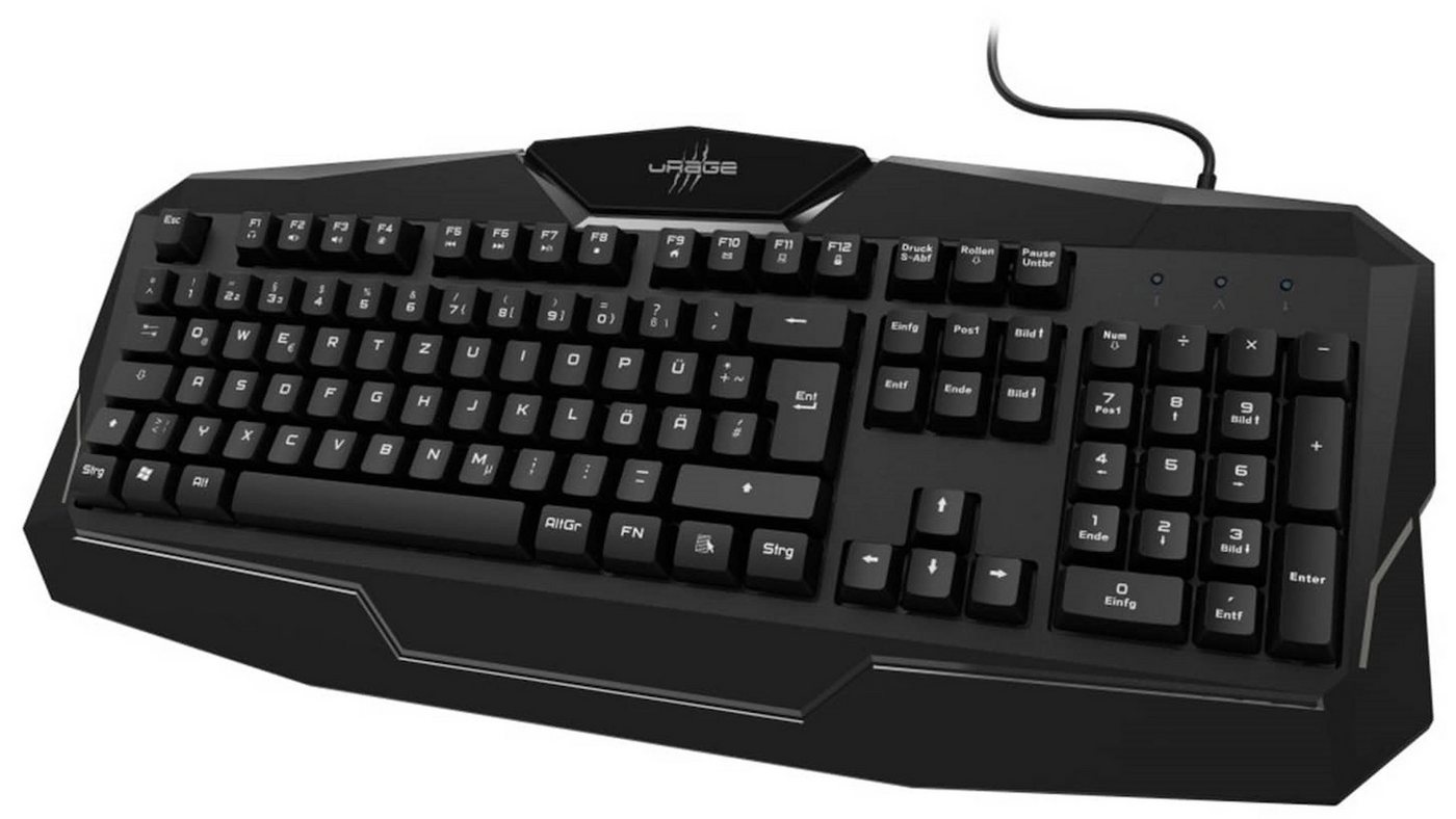 uRage USB Gaming-Keyboard Exodus 100 mit Anti-Ghosting Gaming-Tastatur (mit Multimedia-Funktionen und ergonomischer Handballenauflage) von uRage