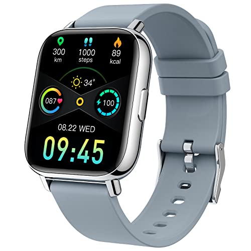 Smartwatch Damen Herren, Fitnessuhr mit 1,69" Touchscreen Smart Watch Uhr, Fitness Tracker, Pulsuhr Herzfrequenz Schlafmonitor Schrittzähler, IP68 Wasserdicht Sportuhr für iOS Android Motast Grau Smartwatch Damen Herren, Fitnessuhr mit 1,69" Touchscreen Smart Watch Uhr, Fitness Tracker, Pulsuhr Herzfrequenz Schlafmonitor Schrittzähler, IP68 Wasserdicht Sportuhr für iOS Android Motast Grau von uaue