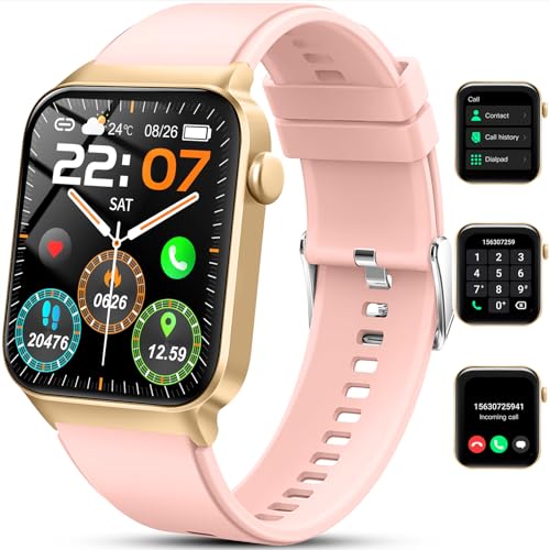 uaue Smartwatch Damen mit Telefonfunktion 1,85" Voll Touch Smart Watch Fitnessuhr mit 113 Sportmodi, Schrittzähler Schlafmonitor Pulsuhr IP68 Wasserdicht Armbanduhr Sportuhr Stoppuhr Rose Gold von uaue