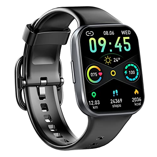 Smartwatch für Damen Herren, Fitnessuhr mit 1,69" Touchscreen Smart Watch Uhr, Fitness Tracker, Pulsuhr Herzfrequenz Schlafmonitor Schrittzähler Kalorien, IP68 Wasserdicht Sportuhr für iOS Android von uaue