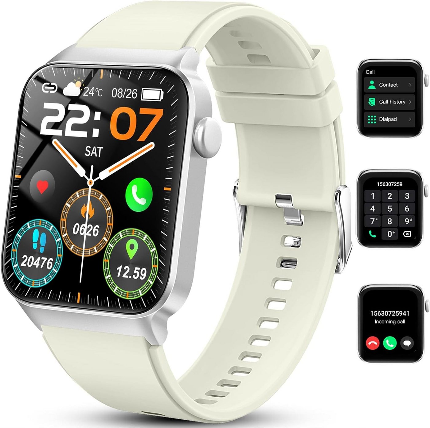 uaue Smartwatch (1,85 Zoll, Android, iOS), mit TelefonfunktionFitnessuhr Sportmodi, Schrittzähler Schlafmonitor von uaue