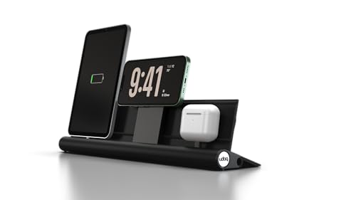 Aluminium Ladestation für iPhone 15, Tablet und AirPods, udoq 400, Schwarz, MagSafe und Schnell-Ladefunktion von udoq