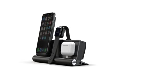 Aluminium induktiv Ladestation für iPhone AirPods und Watch, udoq 250, Wireless Charger und Kabel, dunkelgrau von udoq