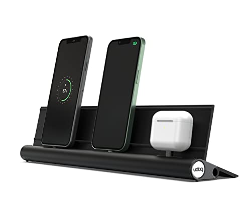 Ladestation für iPhone und AirPods von udoq, Lightning Kabel, hochwertiges Design, solides Aluminium, schwarz von udoq