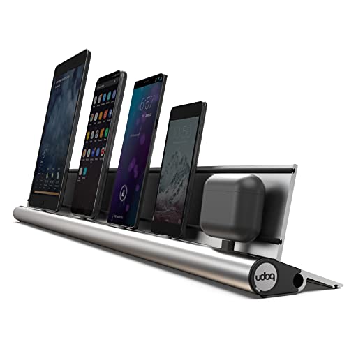 USB-C Ladestation für mehrere Tablets und Smartphones, udoq 700, Aluminium, mit Schnell-Ladekabel und Power Charger, Silber von udoq