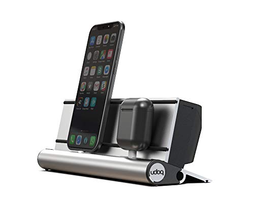 udoq 250 Ladestation für iPhone und AirPods, hochwertiges Design 4mm Aluminium, Lightning Kabel, Silber von udoq