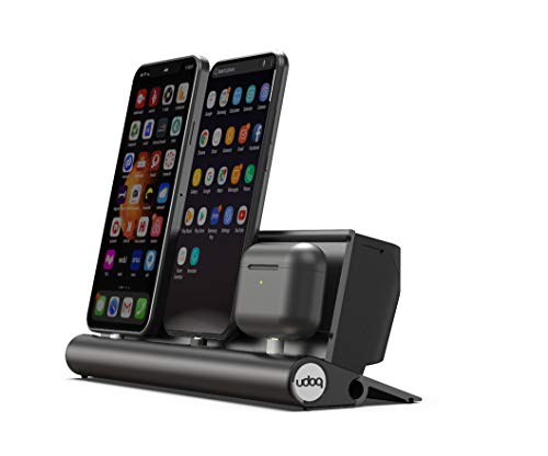 udoq 250 Ladestation für iPhone und AirPods, hochwertiges Design 4mm Aluminium, Lightning Kabel, dunkelgrau von udoq