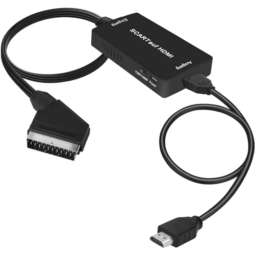 uhddadi Konverter, Scart auf HDMI Adapter Video Audio Wandler HD 1080P mit HDMI Kabel, für HDTV STB VHS Xbox PS3 Sky DVD Blu-ray usw von uhddadi