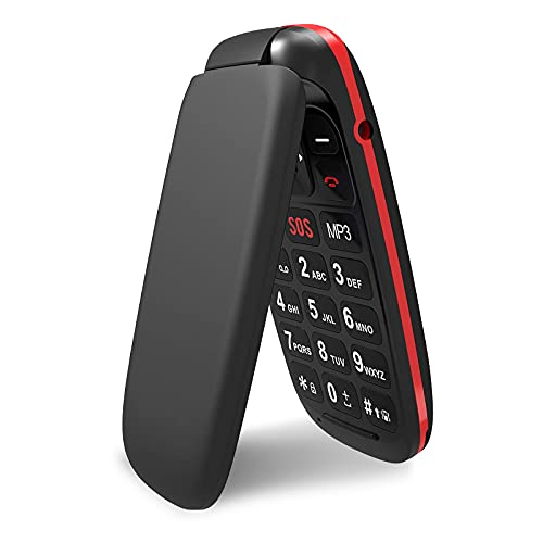 ukuu Klapphandy 1,8" GSM Mobiltelefon Dual SIM Seniorenhandy ohne Vertrag mit großen Tasten und Batterie mit großer Kapazität Kinderhandy - Schwarz, vodafone von ukuu