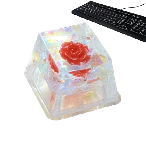 ulapithi Niedliche Harz-Tastenkappen, Harz-Tastatur-Tastenkappen | Resin Camellia Rose Sa Profil Schlüsselkappe | Game-Tastatur-Tastenkappe, DIY-Ersatz, durchscheinend, R4-Tastenkappe für mechanische von ulapithi