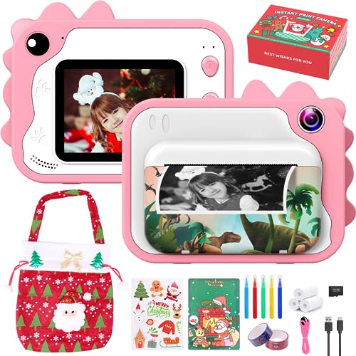 Kinderkamera,ULEWAY Kinder Kamera 1080P 2,0-Zoll-Bildschirm Kinder Digitalkamera Videokamera Fotoapparat mit 32GB Karte，Druckpapier,5 Farbstift,Weihnachten Geschenk Spielzeug für 3-12 Jahre-Rosa von uleway