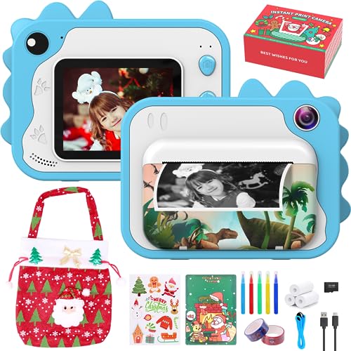 Kinderkamera,ULEWAY Kinder Kamera 1080P 2,4-Zoll-Bildschirm Kinder Digitalkamera Videokamera Fotoapparat mit 32GB Karte，Druckpapier,5 Farbstift,Weihnachten Geschenk Spielzeug für 3-12 Jahre-Blau von uleway