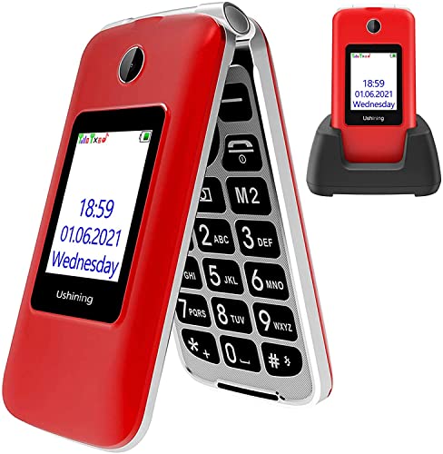 uleway 3G Seniorenhandy ohne Vertrag, Großtasten klapphandy tastenhandy,Rentner Handy mit Tasten Notruffunktion,Dual-SIM 2.8 Zoll Display(Rot) von uleway