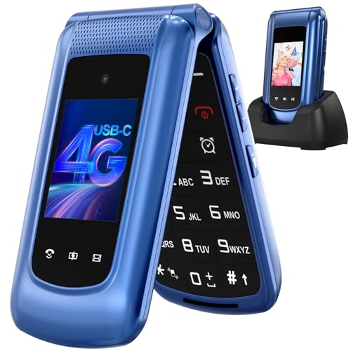 uleway 4G Klapphandy Seniorenhandy mit Großen Tasten Handy, Flip Mobiltelefon mit Ladestation,Dual-SIM Kurzwahl, SOS Notruffunktion,Taschenlampe, FM-Radio, 2,4 Dual Zoll Farbdisplay von uleway