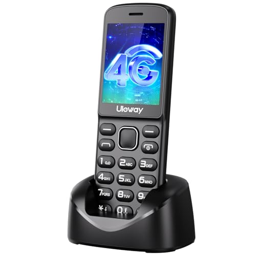 uleway 4G Seniorenhandy Ohne Vertrag | Seniorentelefon Senioren Handy mit 2,4” Großer Bildschirm | 1400 mAh Akku mit Langer Lebensdauer | Großen Tasten| Taschenlampe | USB-C-Laden|Ladestation-Schwarz von uleway