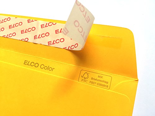 100 Briefumschläge, C6, Gelb, Goldgelb, von ELCO, C6 = 162 x 114 mm, mit Abziehstreifen, 100 g/qm, Kuverts, warmes Gelb von umschlag-discount