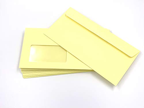 100 Fensterkuverts, Gelb, Hellgelb, DIN lang = 220 x 110 mm, Haftklebestreifen, Briefumschläge mit Fenster von umschlag-discount