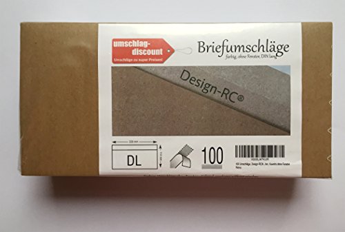 100 Umschläge, Design-RC®, aus Recycling-Papier in DIN lang = 229 x 114 mm (C6/5) mit Abziehstreifen, Kuverts ohne Fenster von umschlag-discount