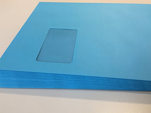 25 Fenster-Briefumschläge, Blau, Intensivblau, Himmelblau, C4 = 324 x 229 mm, mit Abziehstreifen, 120 g/qm von umschlag-discount