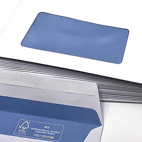 umschlag-discount - Briefumschläge DIN lang mit Fenster für Laserdrucker geeignet (100 Stück), selbstklebend - Laser Umschläge 22 x 11 cm - Sichtschutz, FSC-zertifiziertes Papier von umschlag-discount