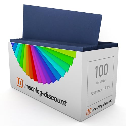 umschlag-discount - Briefumschläge DIN lang ohne Fenster, selbstklebend - Brief Umschläge 22 x 11 cm - Sichtschutz, Made in Germany (Dunkelblau, 100) von umschlag-discount