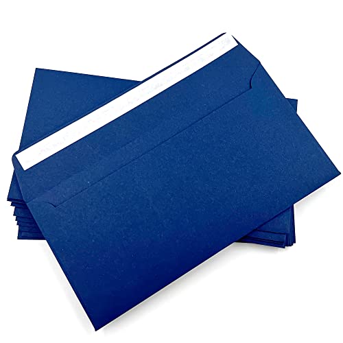 umschlag-discount – blaue Briefumschläge ohne Sichtfenster für hochwertige Sendungen, Einladungen & Co – 50 Stück selbstklebende Briefkuverts mit den Maßen 220 x 110 mm (DIN lang) von umschlag-discount