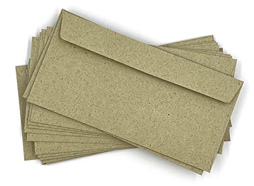 umschlag-discount – nachhaltige Briefumschläge aus Kraftpapier mit hohem Grasanteil 250 Stück haftklebende Naturpapier Umschläge mit den Maßen 220 x 110 mm (DIN lang) – FSC-zertifiziert von umschlag-discount