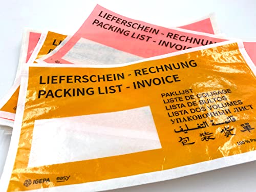 umschlag-discount – rote Versandtaschen aus Pergamin-Papier für Lieferscheine, Rechnungen, Retourenscheine & Co – 100 Stück selbstklebende Lieferscheintaschen mit den Innenmaßen 240x131 mm (DIN lang) von umschlag-discount