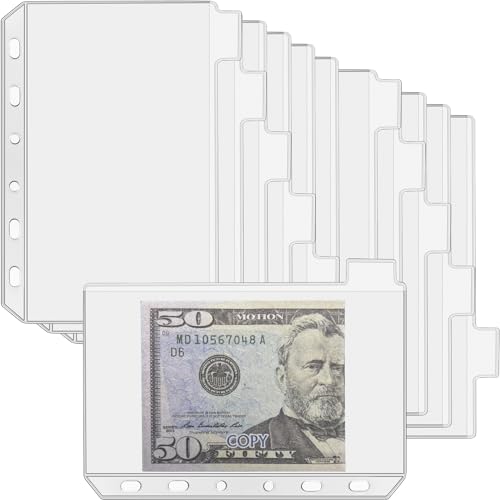 umsicht 12 Stück A7 Ordnertaschen ohne Reißverschlüsse, Reißverschlusslose Budget-Umschläge mit Index-Bit-Design, A7 Bindertasche für 6-Ringordner, Geldordner, Organizer, transparente PVC-Umschläge, umsicht 12 Stück A7 Ordnertaschen ohne Reißverschlüsse, Reißverschlusslose Budget-Umschläge mit Index-Bit-Design, A7 Bindertasche für 6-Ringordner, Geldordner, Organizer, transparente PVC-Umschläge, von umsicht