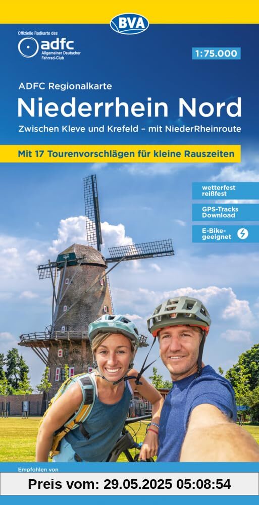 ADFC-Regionalkarte Niederrhein Nord, 1:75.000, mit Tagestourenvorschlägen, reiß- und wetterfest, E-Bike-geeignet, mit Knotenpunkten, GPS-Tracks ... NiederRheinroute (ADFC-Regionalkarte 1:75000) von unbekannt