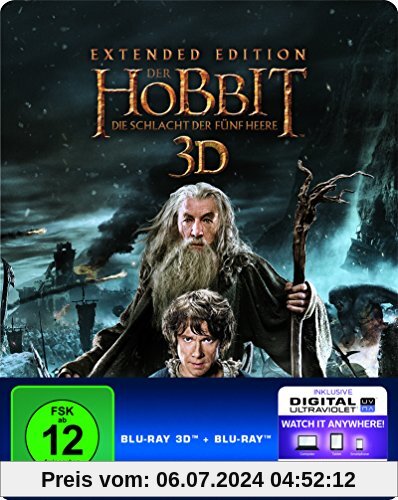 Der Hobbit: Die Schlacht der fünf Heere -  Extended Edition Steelbook (exklusiv bei Amazon.de) [3D Blu-ray] [Limited Edition] von unbekannt