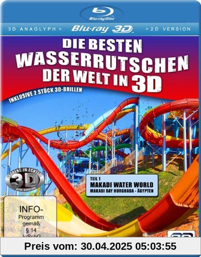 Die besten Wasserrutschen der Welt in 3D (Real 3D + 3D anaglyph inkl. 2 Brillen + 2D-Version [3D Blu-ray] von unbekannt