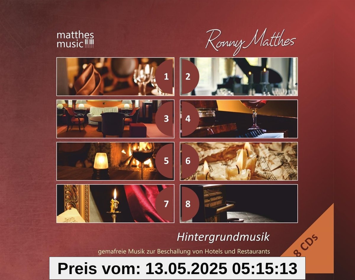 Hintergrundmusik: Vol.1 - 8 (8 CDs) - Gemafreie Musik zur Beschallung von Hotels und Restaurants (Klaviermusik, Jazz & Klassik) von unbekannt