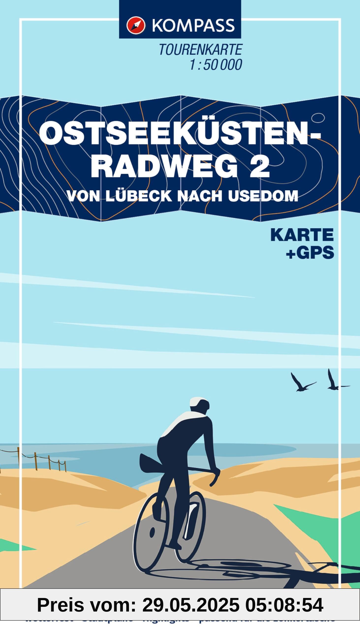 KOMPASS Fahrrad-Tourenkarte Ostseeküstenradweg 2, von Lübeck bis Usedom 1:50.000: GPX-Datei zum Download, Leporello Karte, reiß- und wetterfest KOMPASS Fahrrad-Tourenkarte Ostseeküstenradweg 2, von Lübeck bis Usedom 1:50.000: GPX-Datei zum Download, Leporello Karte, reiß- und wetterfest von unbekannt