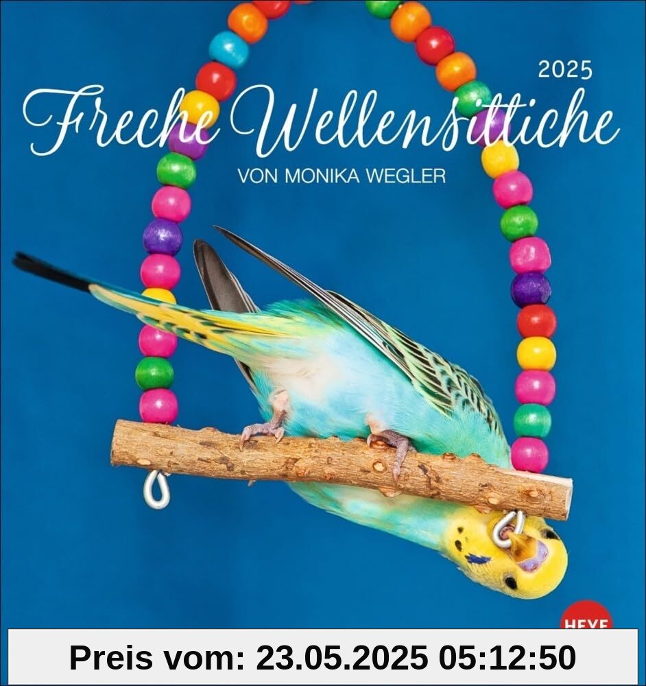 Monika Wegler Calendrier 2025 Cartes postales coquines perruches Les oiseaux colorés dans un petit calendrier à poser et à suspendre. (Calendrier de cartes postales Heye) von unbekannt